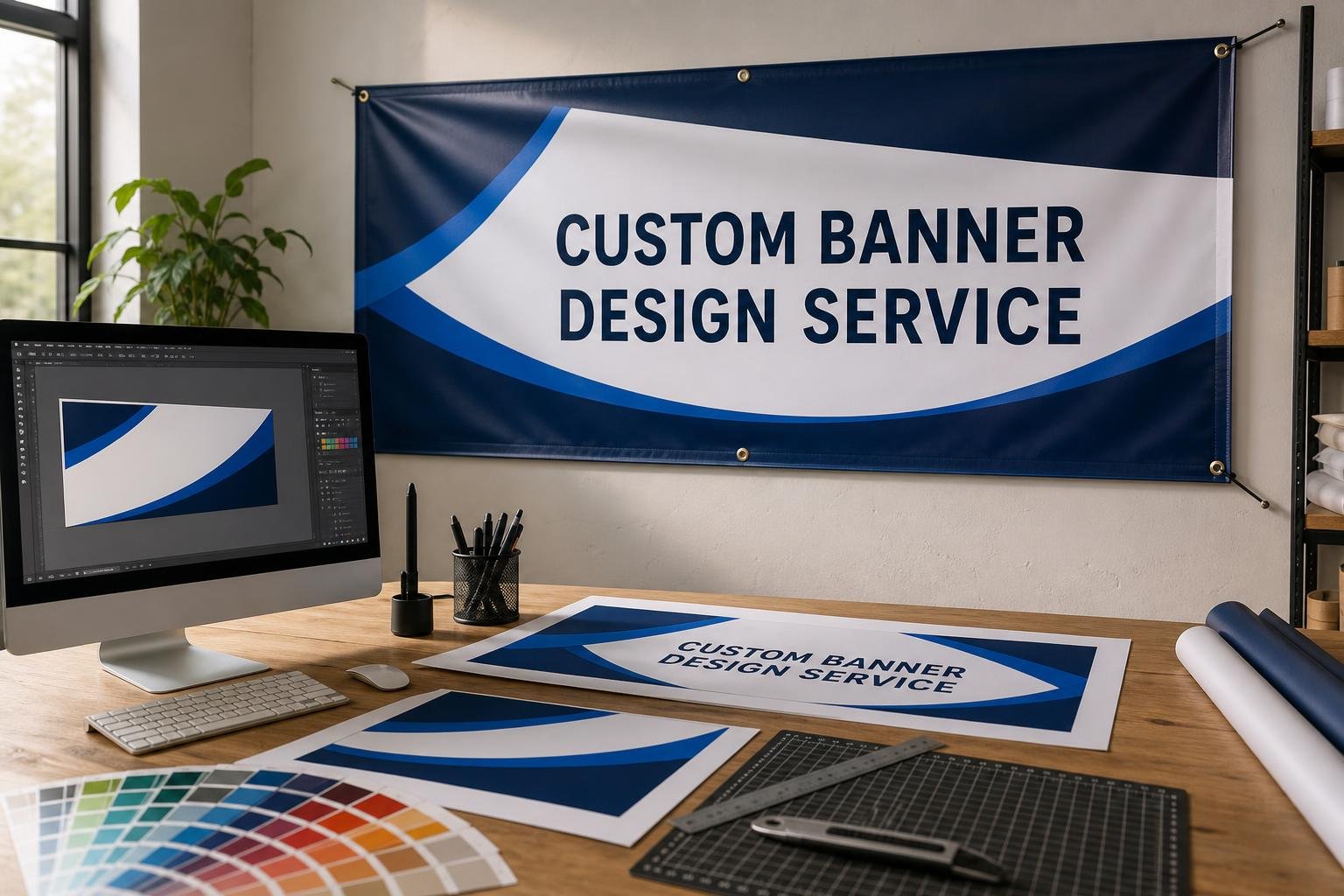 Custom-designed vinyl banner showcasing specific branding elements in Greensboro, NC for sign projects in High Point, NC