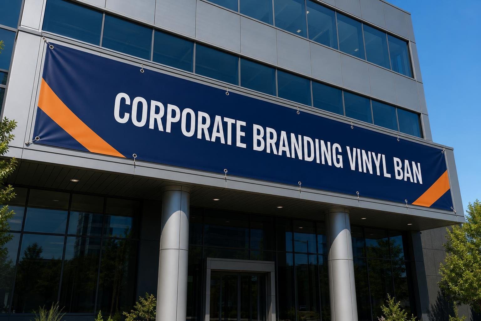 Commercial vinyl banner branding displayed prominently on a business exterior in Greensboro, NC for businesses in High Point, NC