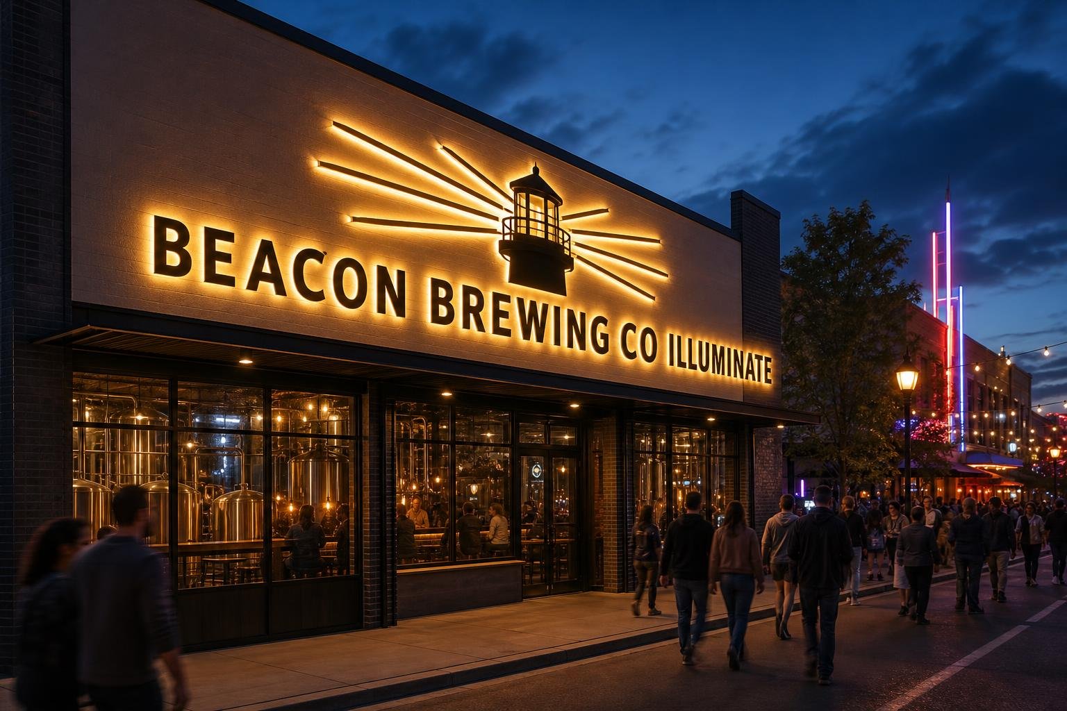 Illuminated channel letter sign glowing on commercial building for Easley, SC businesses