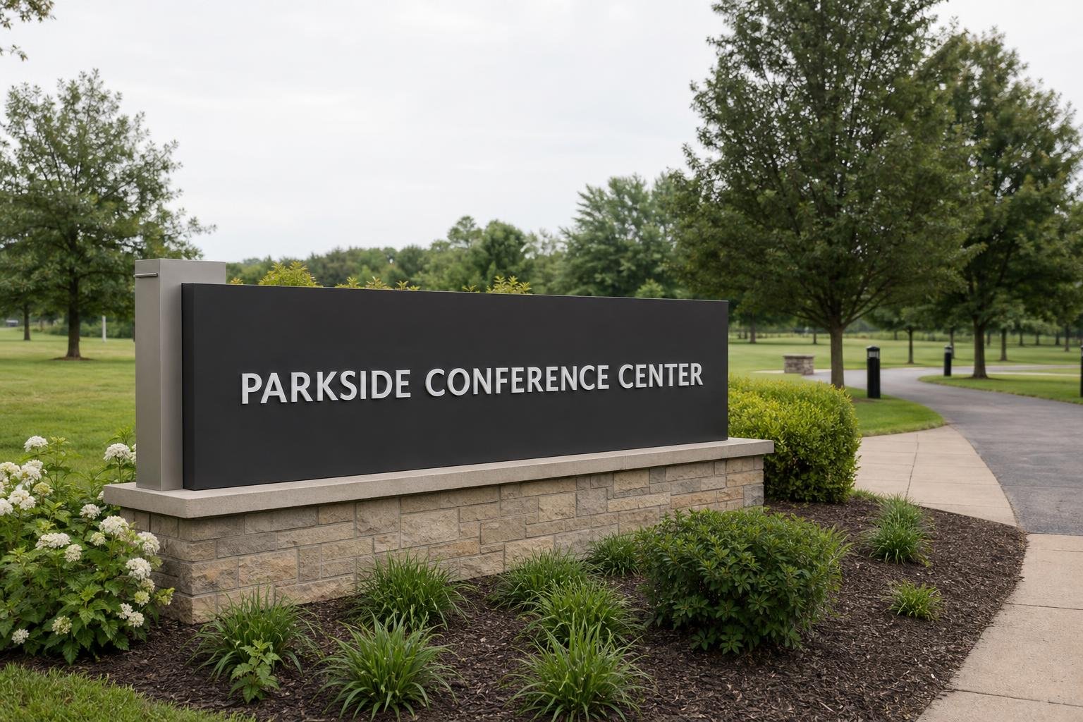 Outdoor business monument sign marking a business entrance in Greensboro, NC for businesses in High Point, NC