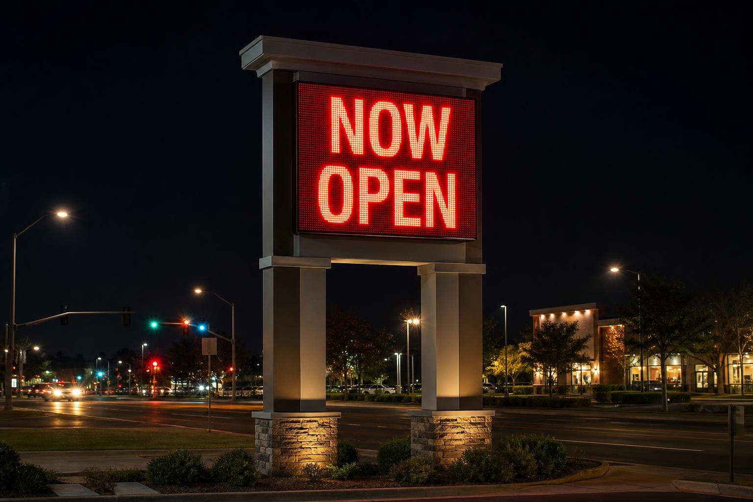 LED illuminated pylon sign emitting bright light for Greebsboro, Greensboro, NC visibility for sign projects in High Point, NC