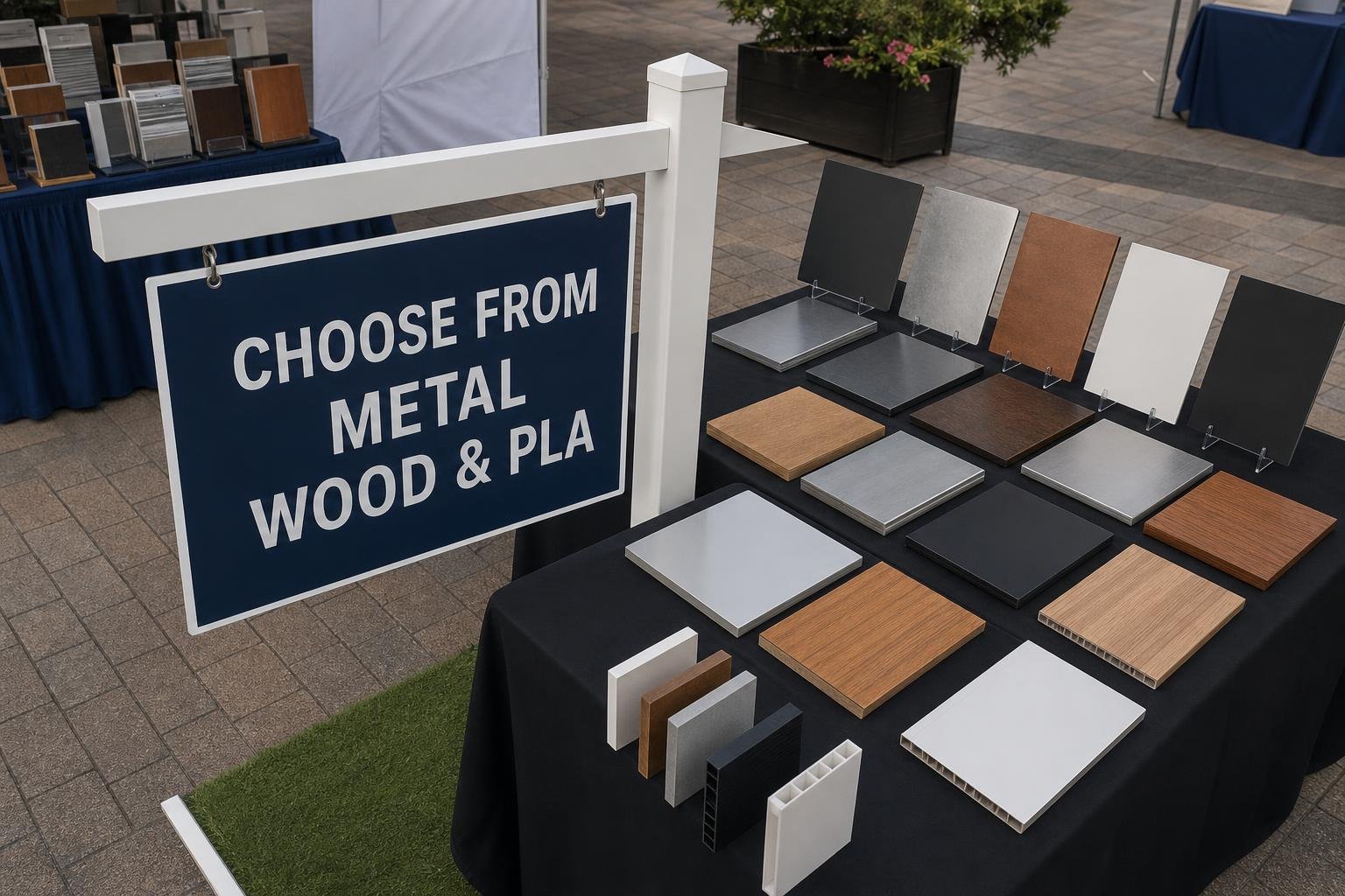 Various outdoor real estate sign types displayed properties for businesses in High Point, NC