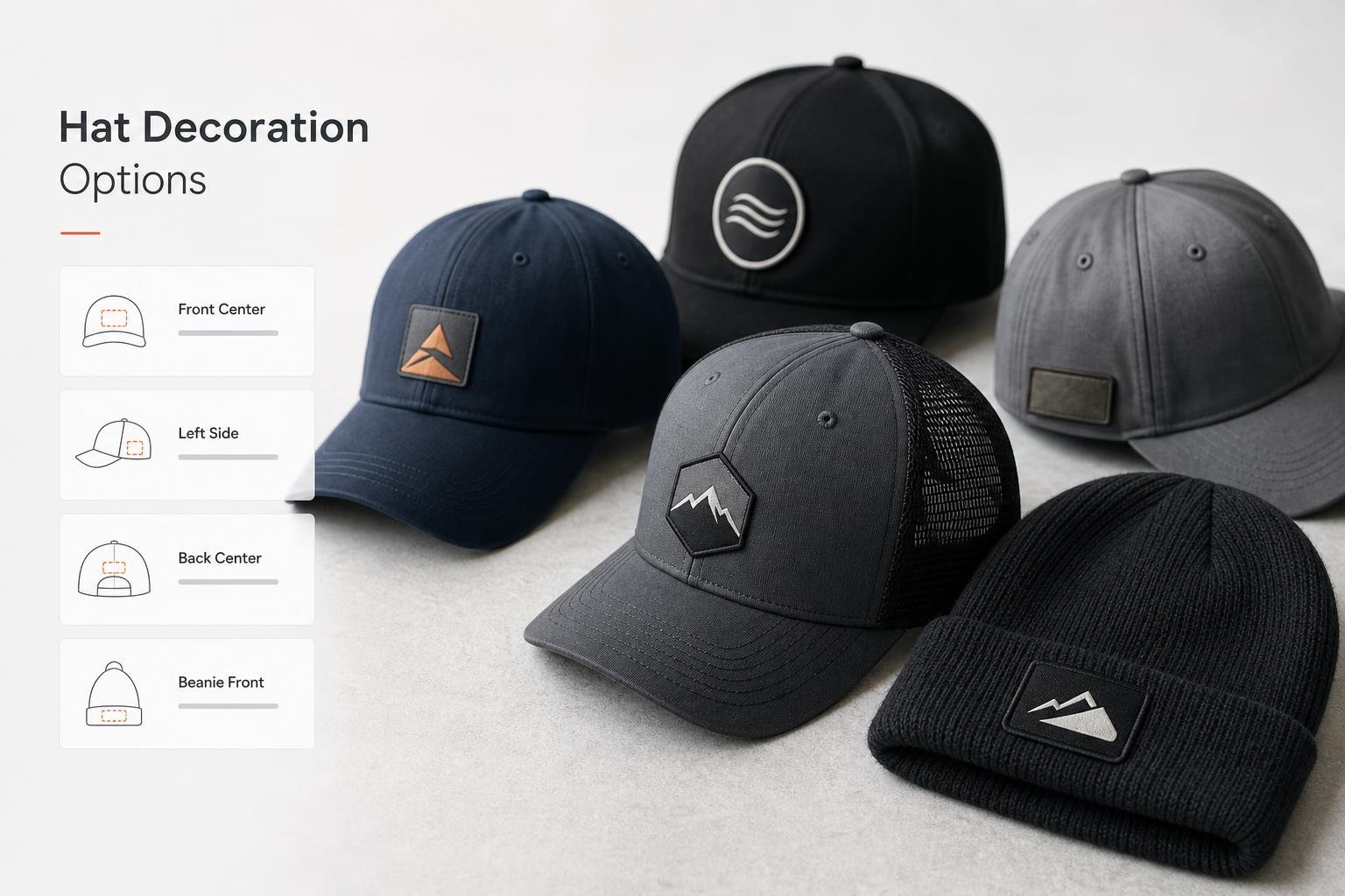 04 hat decoration options business apparel printing for businesses in Eureka, CA