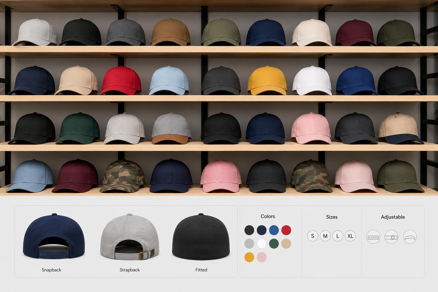 Design options for baseball caps tailored to different needs for Clovis, CA businesses