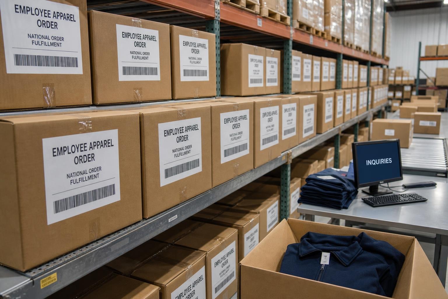Packaging and fulfillment of employee apparel orders for national delivery from for Clovis, CA businesses