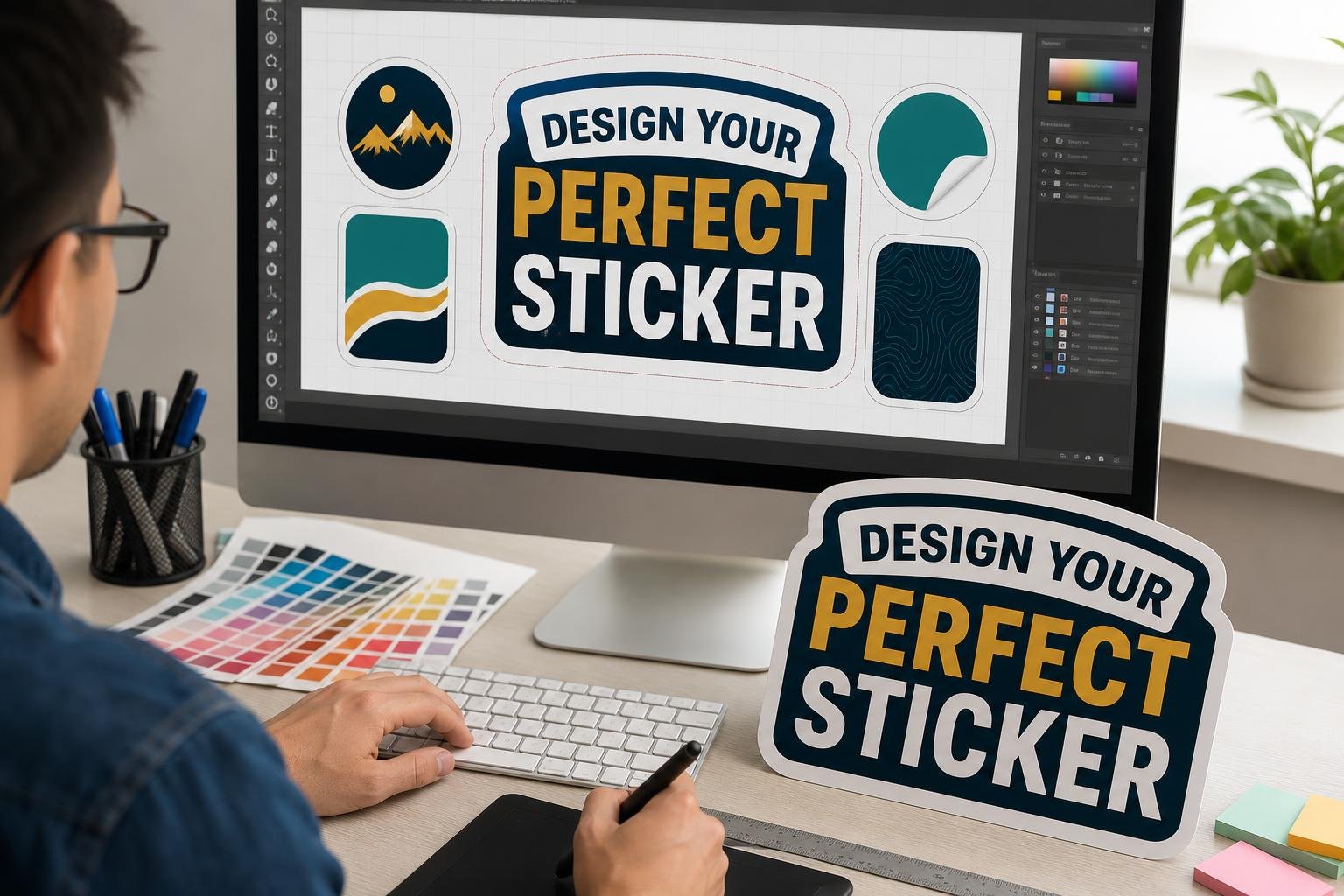 Various sticker design options displayed for custom stickers and labels suited to , Tempe businesses for Apache, AZ businesses