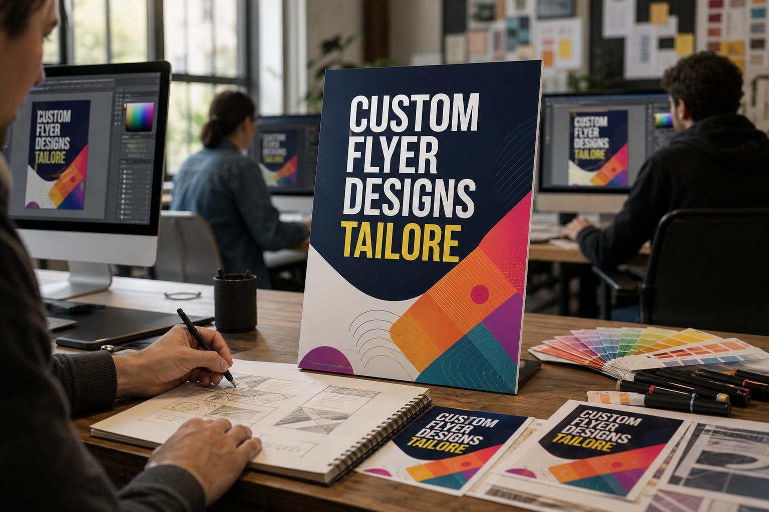 Custom flyer design mockups showcasing branding , Tempe, AZ companies for Apache, AZ businesses
