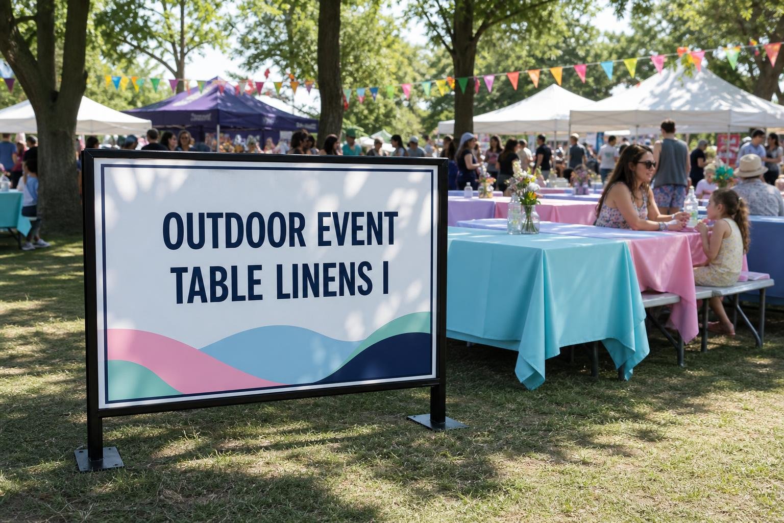 Outdoor event table linens adapting to weather conditions for sign projects in Ahwatukee, AZ